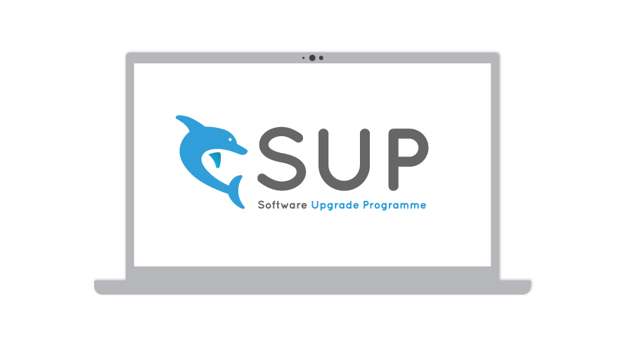 Dolphin SUP Logo on a laptop